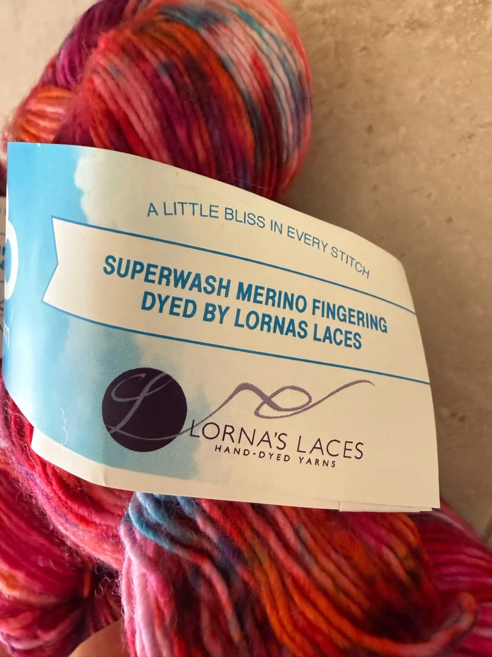 Cloudborn Fibers Superwash Merino Fingering Yarn - Multicolor Pink/Blue/Orange